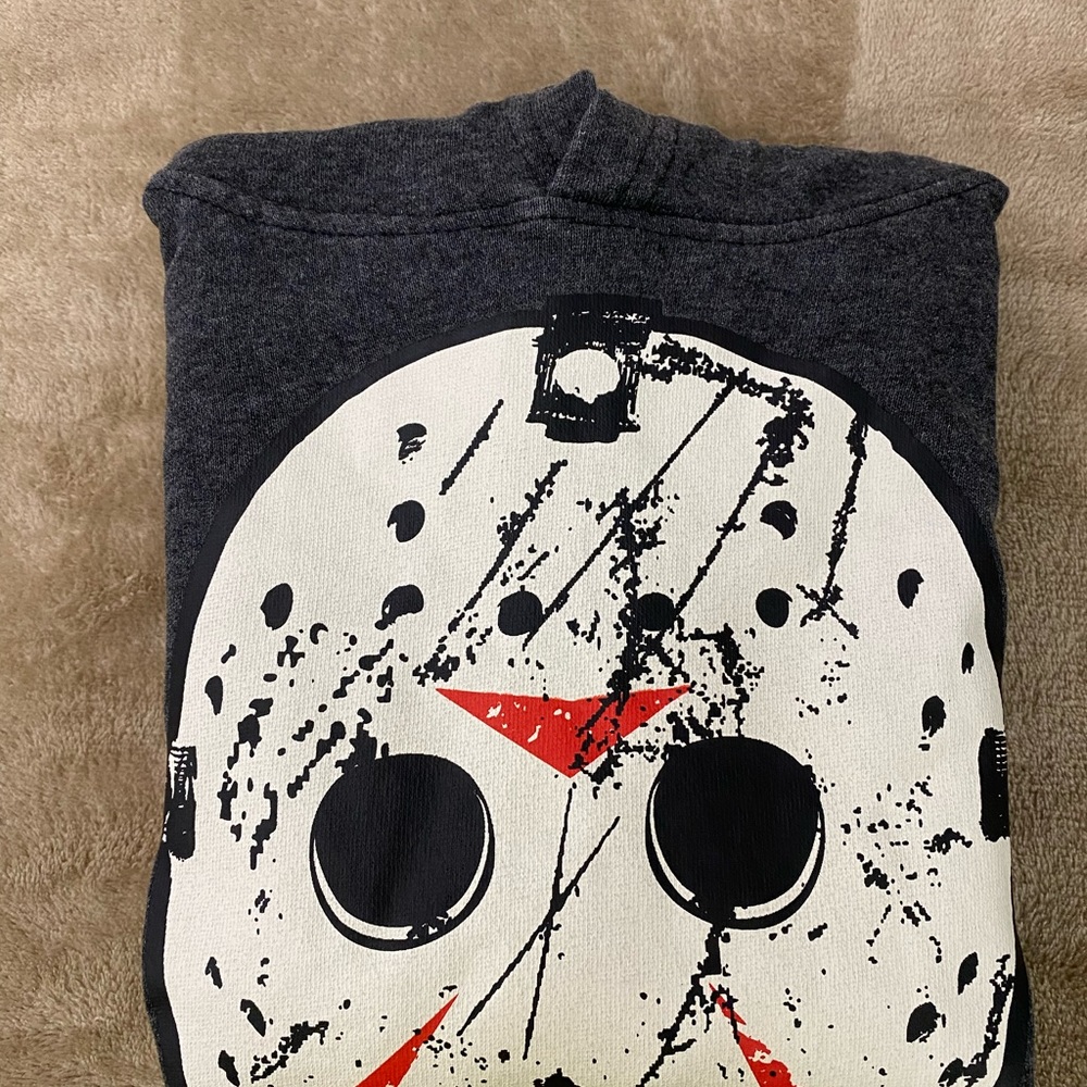 Friday The 13th Mens Medium Pullover Long Sleeve Gray Hoodie - Picture 13 of 13